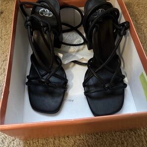 Gianni Bini Black Tie Up Strappy Block Heels